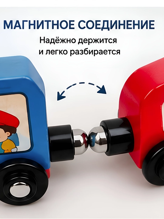 Развивающая игрушка, магнитный деревянный паровозик с цифрами 0–10