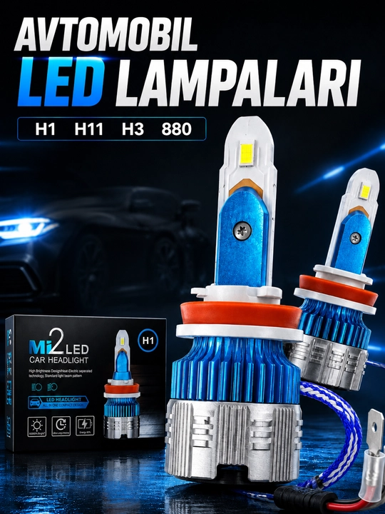 LED лампы Mi2, дальний и ближний свет, передние фары, противотуманные, H1 H11 H3 880 2 штуки - 