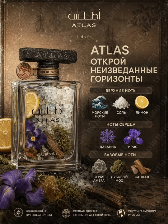 Парфюм Atlas Arabian с цитрусовым ароматом от бренда LATTAFA, 55 мл - 