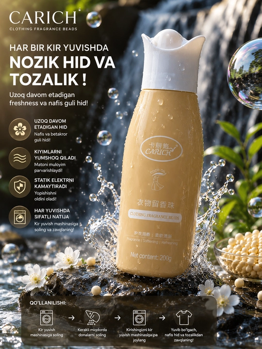 CARICH Kir Yuvish Uchun Xushbo'y Donachalar To'plami 3 Xil Hid 200g va 640g