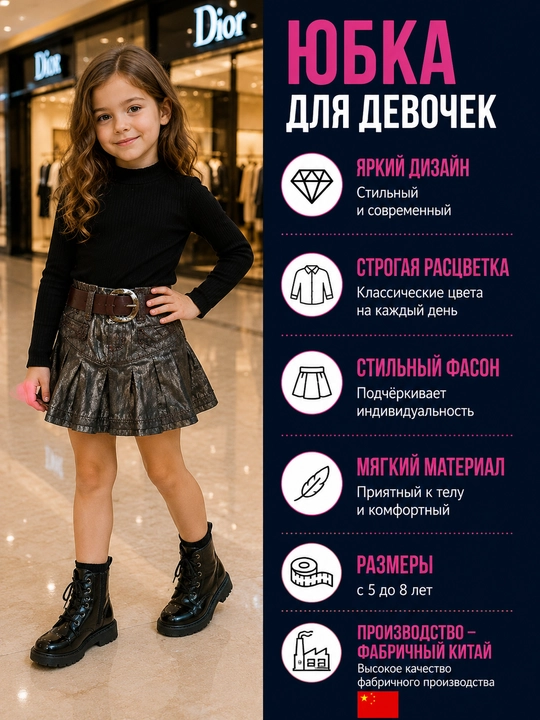 Юбка для девочек с ремнем, металлик плиссе, стильная, нарядная