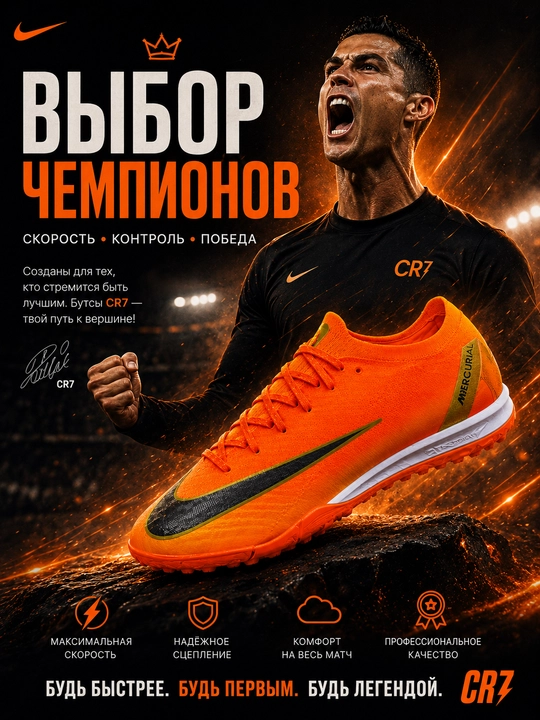 Сороконожки, футбольные сороконожки, бутсы, бутсы для футбола, бутсы CR7, футбольные бутсы