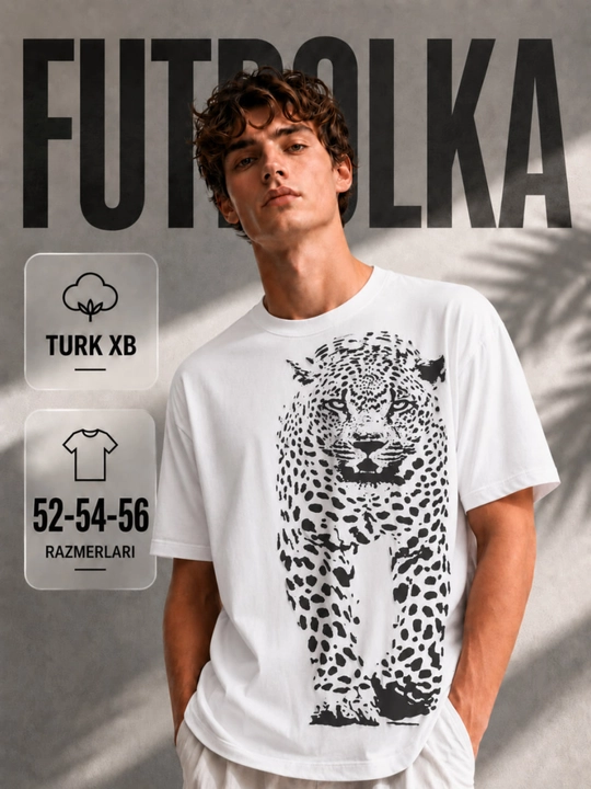 Erkaklar uchun Futbolka. Gepard print bilan. Turk XB - 