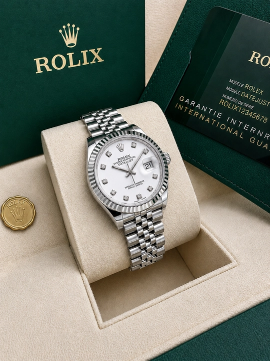 Женские наручные часы ROLEX, на батарейках, в комплекте: коробка, часы, чехол, документы - 