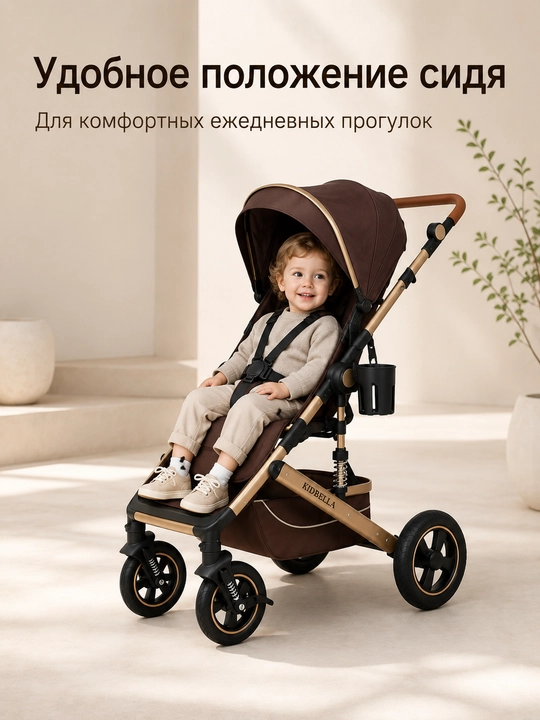 Детская коляска 2 в 1 KIDBELLA HK520 люлька и прогулочный блок складная