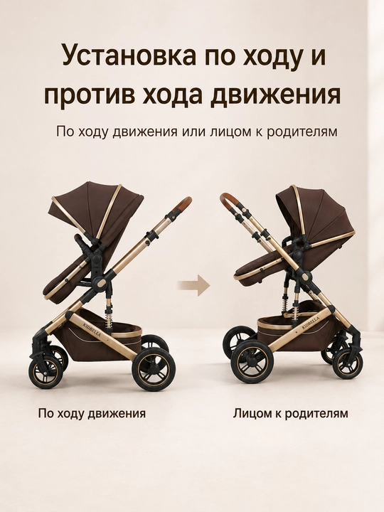 Детская коляска 2 в 1 KIDBELLA HK520 люлька и прогулочный блок складная