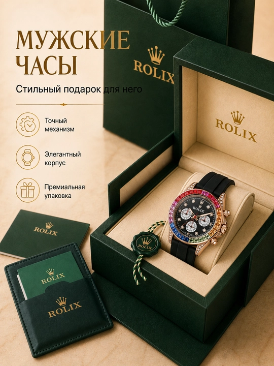 Erkaklar qo'l soati Rolix datejust 42 mm, kvarts mexanizmli, sovg'a to'plami bilan birga