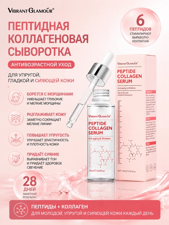 Сыворотка против морщин, содержащая гексапептиды и коллаген - 