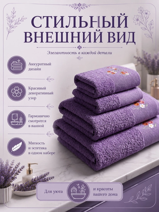 Набор махровых полотенец, полотенца махровые пушистые мягкие банное для лица и ноги 3 шт