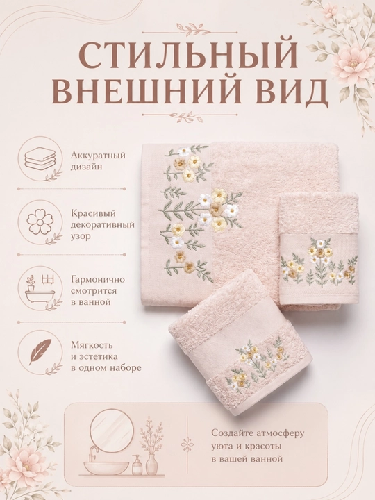Набор махровых полотенец, полотенца махровые пушистые мягкие банное для лица и ноги 3 шт