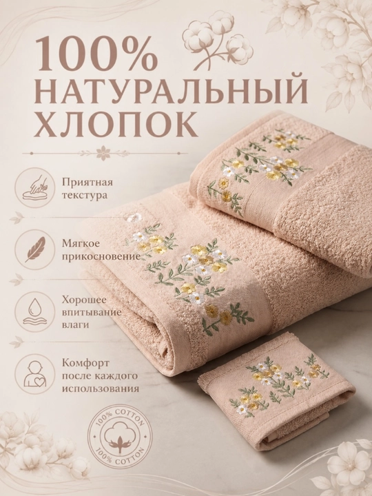 Набор махровых полотенец, полотенца махровые пушистые мягкие банное для лица и ноги 3 шт