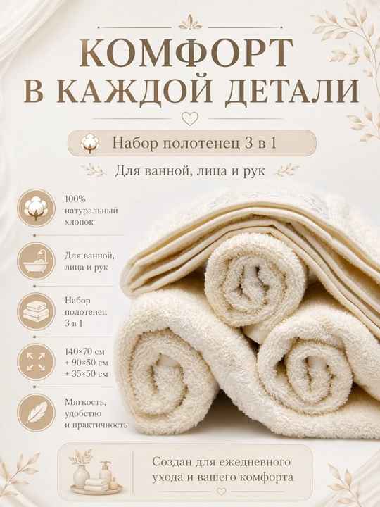 Sochiqlar to'plami 1 dona, hammom, yuz va soch uchun, yumshoq va mayin 1 dona