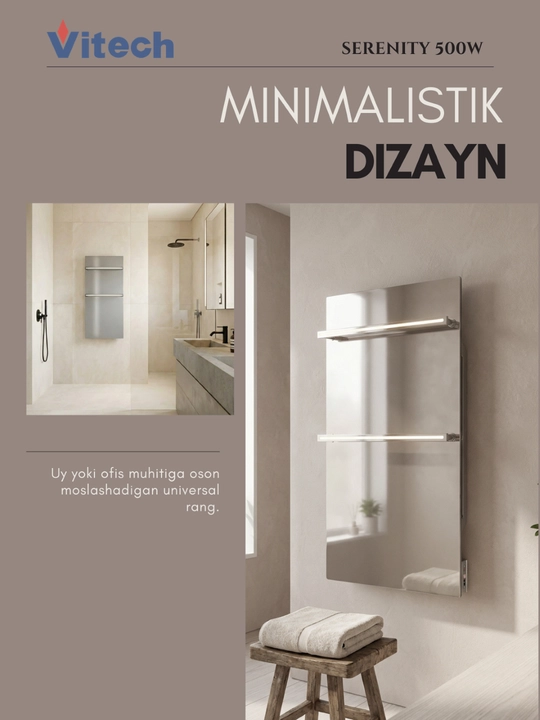 Infraqizil elektr sochiq quritgichi Vitech Serenity 500W, metallik
