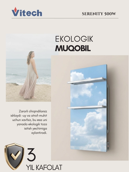 Infraqizil elektr sochiq quritgichi Vitech Serenity 500W, metallik