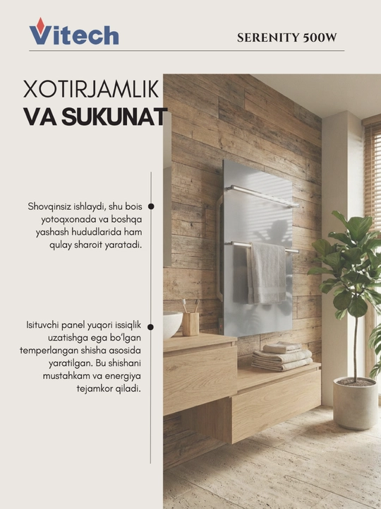 Infraqizil elektr sochiq quritgichi Vitech Serenity 500W, metallik
