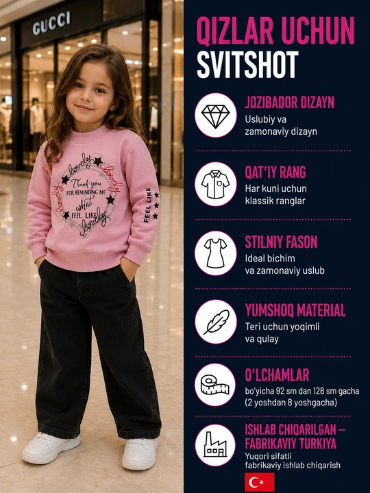 Qizlar uchun issiq svitshot, zamonaviy oversize uslubida, har kunlik kiyish uchun - 
