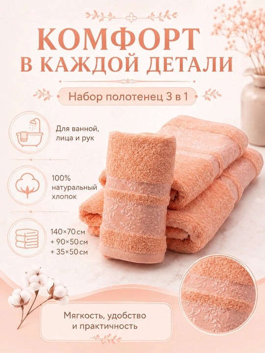 Sochiqlar to'plami 1 dona, hammom, yuz va soch uchun, yumshoq va mayin 1 dona