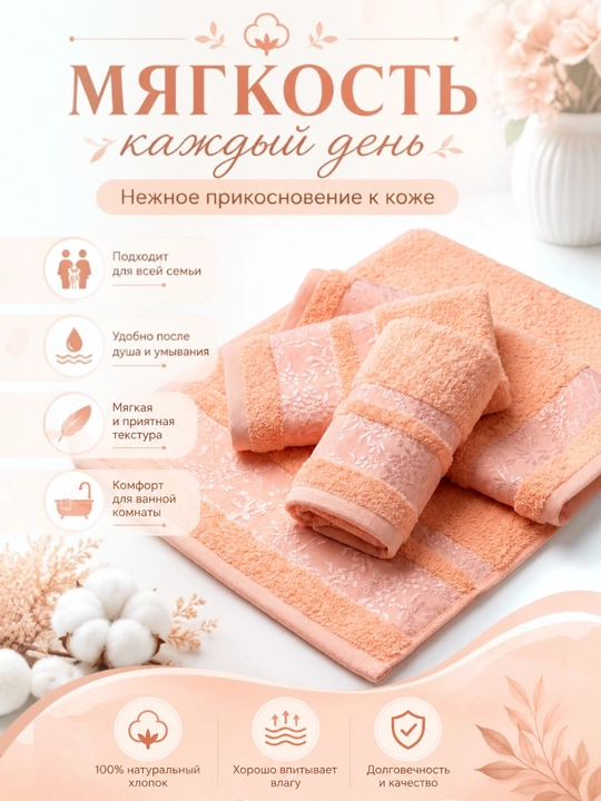 Sochiqlar to'plami 3 tasi 1 da, hammom, yuz va soch uchun, yumshoq va mayin