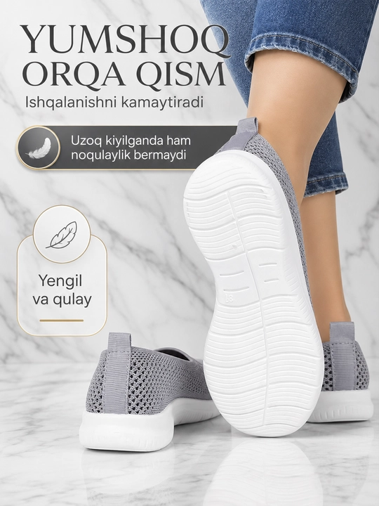 Ayollar sliponlari bahor, yoz va kuz uchun qulay va zamonaviy, o‘lchamlari 35-40