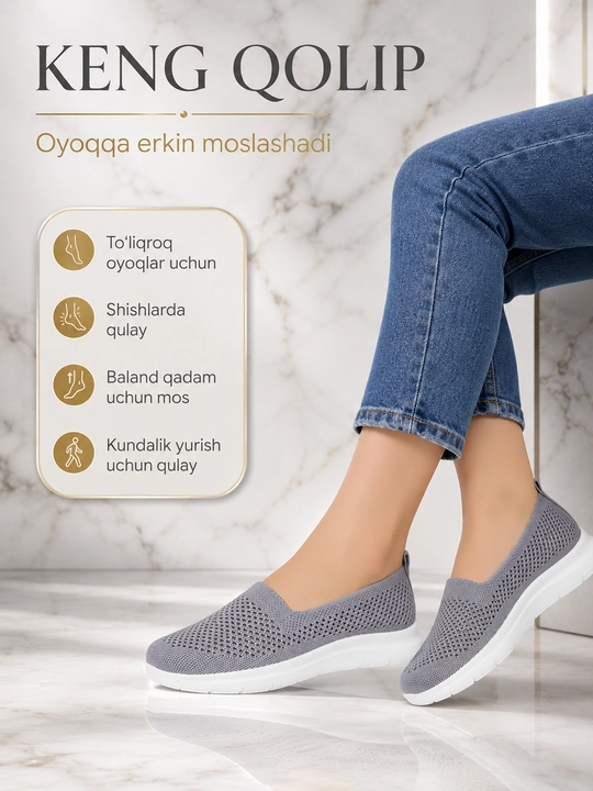 Ayollar sliponlari bahor, yoz va kuz uchun qulay va zamonaviy, o‘lchamlari 35-40