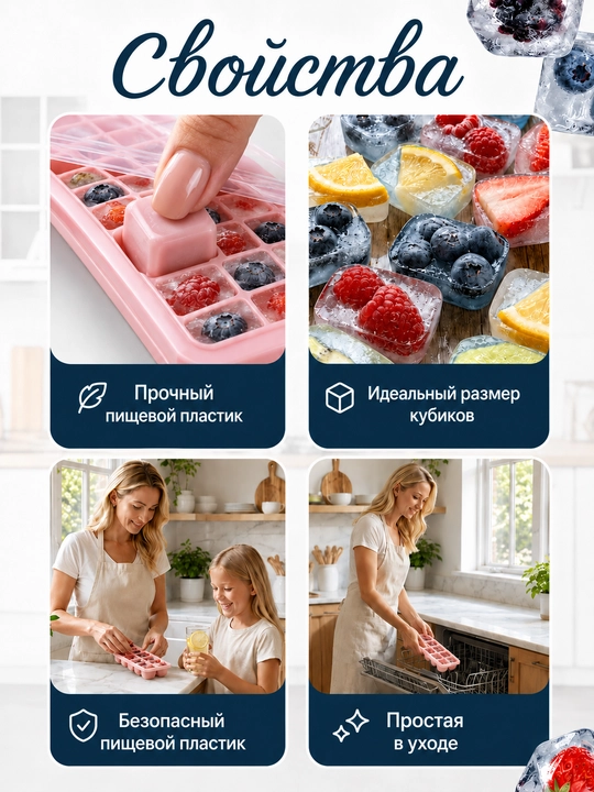 Silikon va plastikdan forma qopqoqli muz va desert uchun, 36ta kubikli