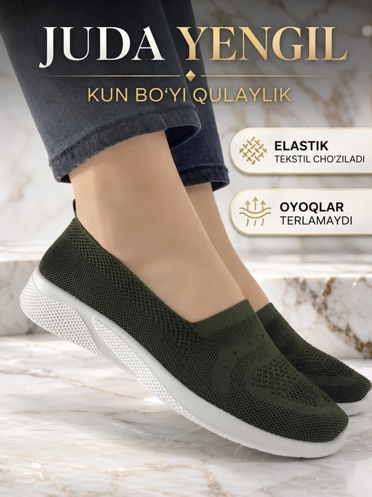 Ayollar sliponlari bahor, yoz va kuz uchun qulay va zamonaviy, o‘lchamlari 35-40