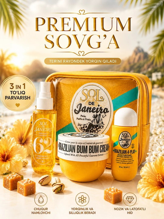Подарочный набор для ухода за телом Sol De Janeiro, 3 в 1 - 