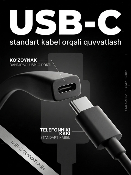 Kamera bilan smart ko‘zoynak - 1080P · 8 MP, AI funksiyalari, CY05, smart ko‘zoynak