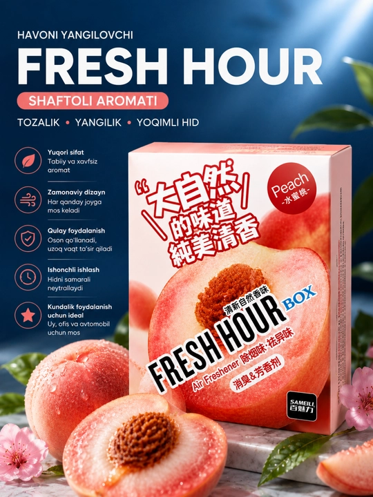 Fresh Hour Box Shaftoli Aromatli Havo Yangilovchi, Avtomobil va Xonalar uchun Aroma Box - 