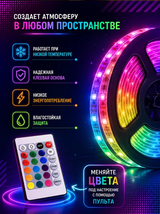 RGB LED lenta  – uyingiz yoki ish joyingiz uchun zamonaviy dekorativ yoritish yechimi