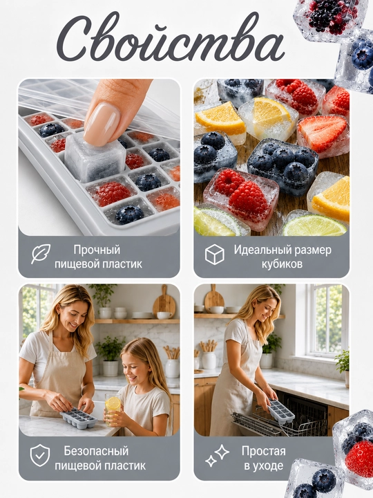 Silikon va plastikdan forma qopqoqli muz va desert uchun, 36ta kubikli