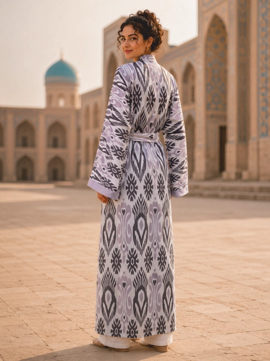 Ayollar uchun abaya, xalat, 2 tasi 1 da, lyon, milliy uslub, oversayz