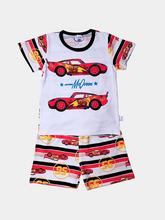 O‘g‘il bolalar uchun 100% paxtadan tikilgan, qahramonlari tasvirlangan yozgi pijama