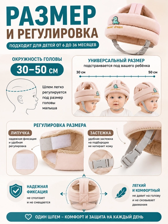 Шлем-шапка противоударный, для защиты головы малыша, новорождённого