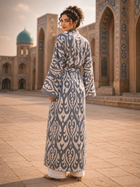 Ayollar uchun abaya, xalat, 2 tasi 1 da, lyon, milliy uslub, oversayz