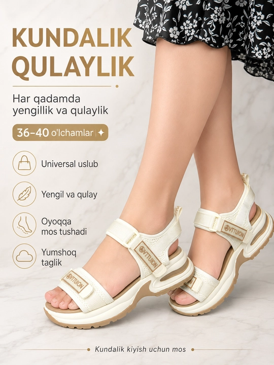 Ayollar uchun bosonojkalar, bahor-yoz-kuz uchun, 36-40 o'lcham