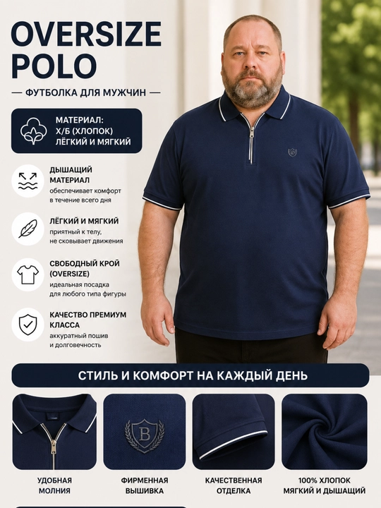 Erkaklar uchun oversize polo futbolka, 100% X/B paxta, katta razmer 4XL 5XL 6XL