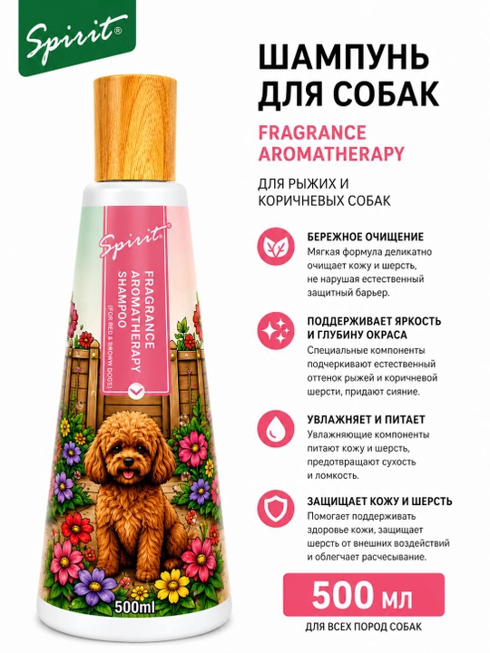 Spirit Fragrance Aromatherapy Shampoo для рыжих и коричневых собак, 500 мл - 