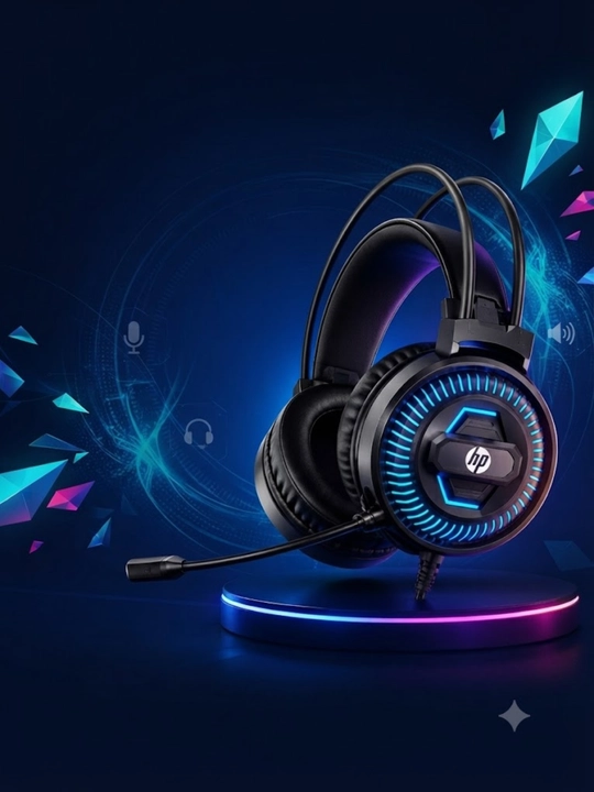 HP DHE-8001U stereo naushnigi, mikrofon va quloqchinda ovoz boshqaruv tizimi bilan