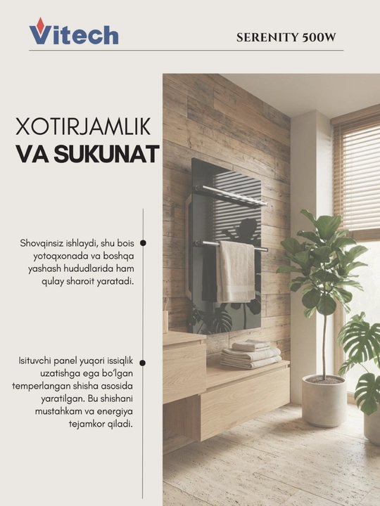 Vitech Serenity 500W infraqizil elektr sochiq isitgichi, qora