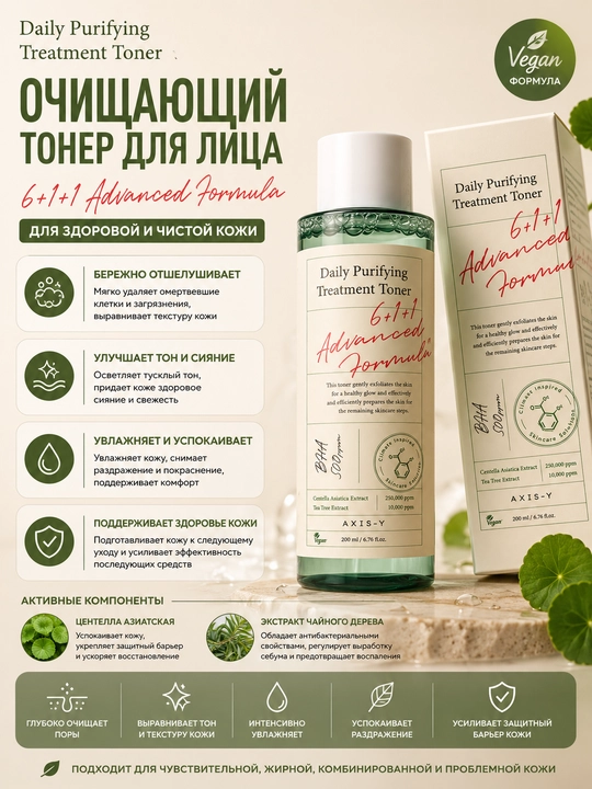 Тонер для лица AXIS-Y Daily Purifying Treatment Toner 200 мл с BHA - 