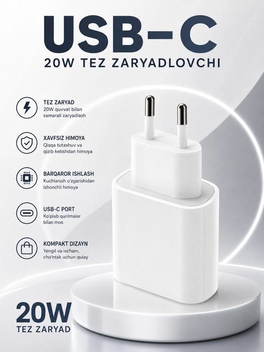 Адаптер питания 20W USB-C Power Adapter белый - 