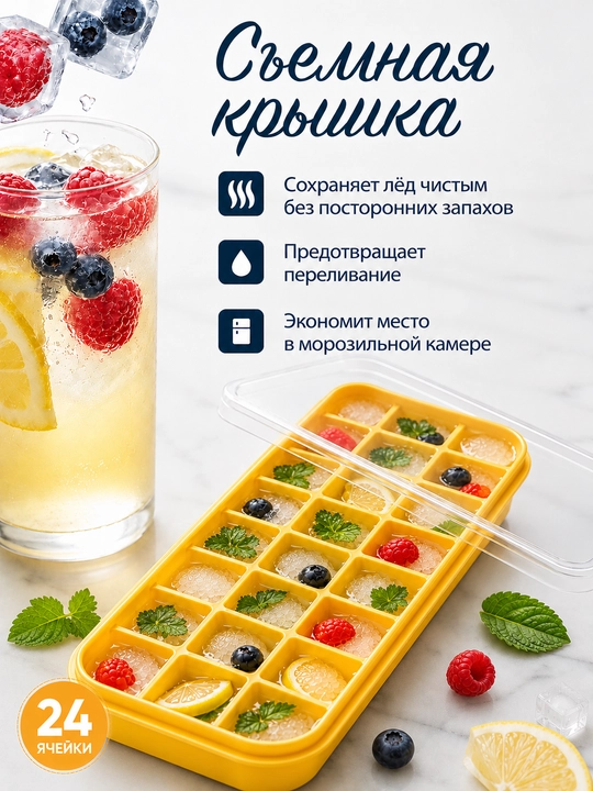 Silikon va plastikdan forma qopqoqli muz va desert uchun, 36ta kubikli