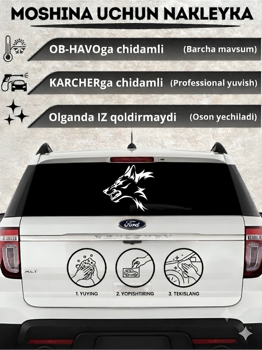 Avtomobil uchun stiker — yozuvlar, belgilar, logotiplar, dekor dizaynlar, suvga chidamli - 