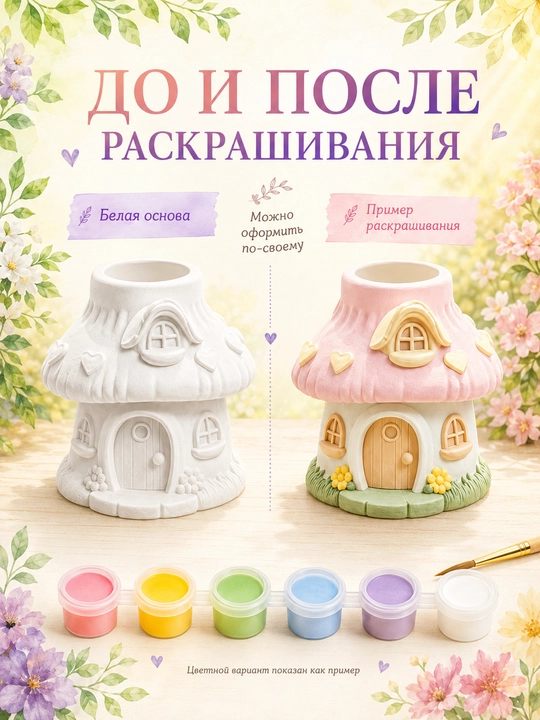 Гипсовый домик-раскраска для детей, набор для творчества с 6 красками