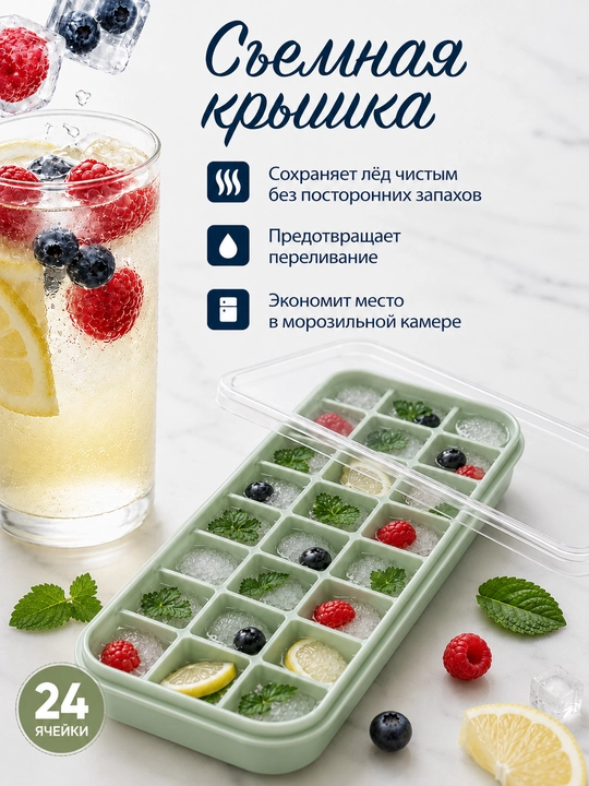Silikon va plastikdan forma qopqoqli muz va desert uchun, 36ta kubikli