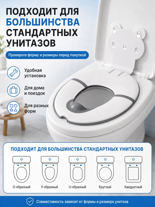 Bolalar unitaz o'rindig'i, sirpanmaydigan, so'rg'ichli, buklanadigan 