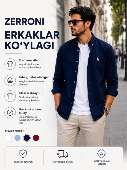 Erkaklar ZERRONI ko'ylagi, LION materil ko'ylaklar, yuqori sifat va dizayn jamlangan - 