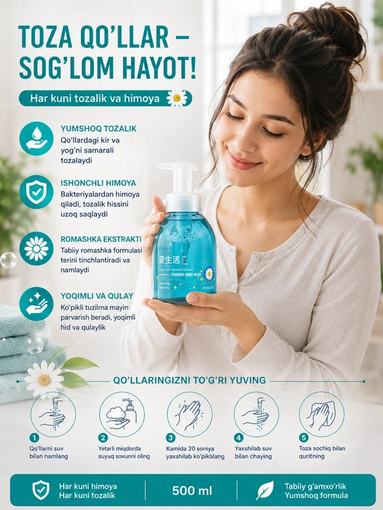 ILife Жидкое Мыло Для Рук Aloe Vera и Ромашка 500 мл Увлажняющее