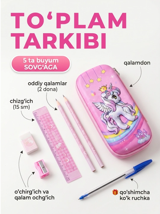 3D qalamdon maktab uchun, penal bolalar uchun, o'quv qurollari organayzer